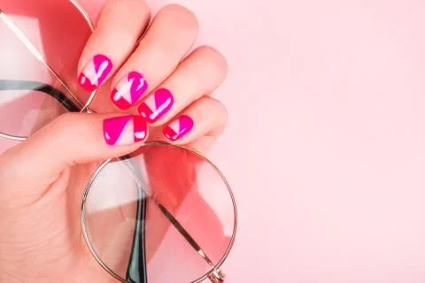 Bright manicure design Stock Photos