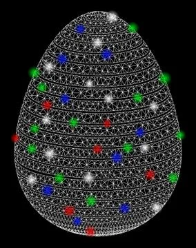 Bright Mesh 2D Abstract Egg Spectrum Stripes with Flash Spots Stock Illustration