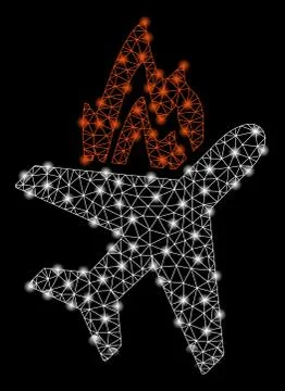 Bright Mesh 2D Airplane Fire with Light Spots Stock Illustration