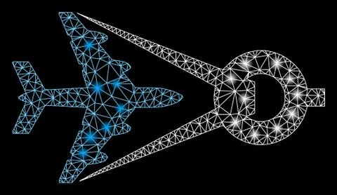 Bright Mesh 2D Airplane Project with Flash Spots Stock Illustration