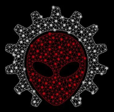 Bright Mesh 2D Alien Technology with Flash Spots 스톡 일러스트