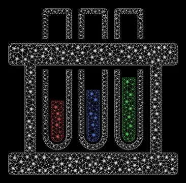 Bright Mesh 2D Analysis Test-Tubes with Light Spots Stock Illustration