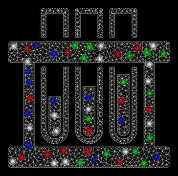 Bright Mesh 2D Analysis Test-Tubes with Flare Spots Stock Illustration