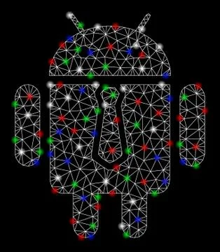 Bright Mesh 2D Android Boss with Flare Spots Stockillustratie