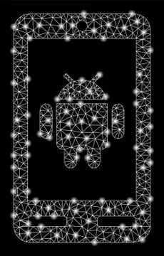 Bright Mesh 2D Android Phone with Flare Spots Stock Illustration