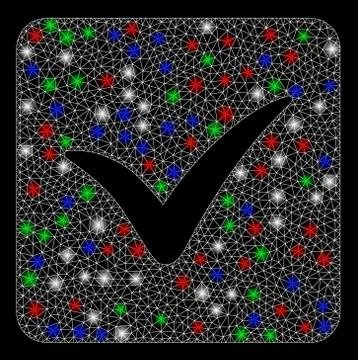 Bright Mesh 2D Approve Box with Light Spots 스톡 일러스트