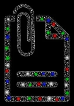 Bright Mesh 2D Attach Document with Flash Spots Stock Illustration