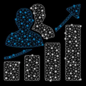 Bright Mesh 2D Audience Growth Bar Chart with Light Spots Stockillustratie