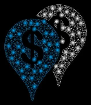 Bright Mesh 2D Bank Map Pointers with Flash Spots Illustrazione stock