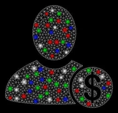Bright Mesh 2D Banker with Light Spots Stock Illustration