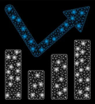 Bright Mesh 2D Bar Chart Trend with Flash Spots 스톡 일러스트