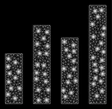 Bright Mesh 2D Bar Graph with Light Spots Stock Illustration