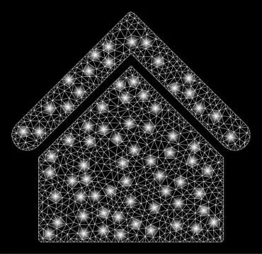 Bright Mesh 2D Base Building with Flare Spots Ilustración de archivo