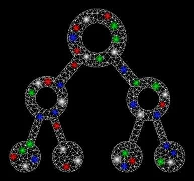 Bright Mesh 2D Binary Tree with Light Spots 스톡 일러스트