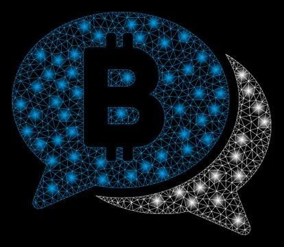 Bright Mesh 2D Bitcoin Chat with Flare Spots Illustration