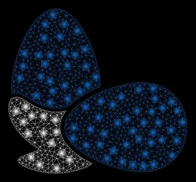 Bright Mesh 2D Boiled Eggs with Flare Spots Illustrazione stock