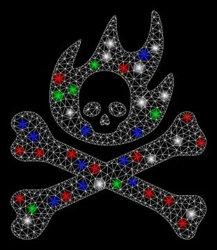 Bright Mesh 2D Bones Fire with Flash Spots Stock Illustration