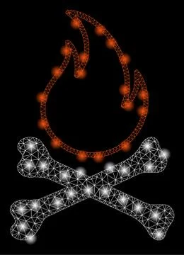Bright Mesh 2D Bones Hell Fire with Flash Spots Stock Illustration