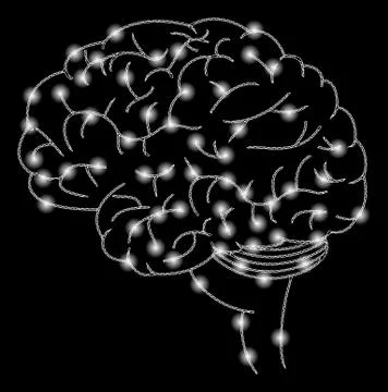 Bright Mesh 2D Brain with Flare Spots Stock Illustration
