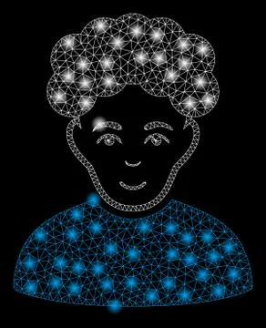 Bright Mesh 2D Brunet Man with Flash Spots Stock Illustration