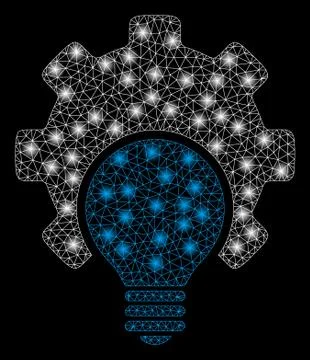 Bright Mesh 2D Bulb Configuration Gear with Light Spots Illustrazione stock