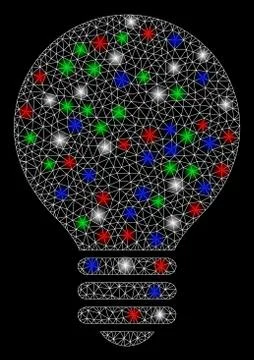Bright Mesh 2D Bulb with Light Spots Illustrazione stock