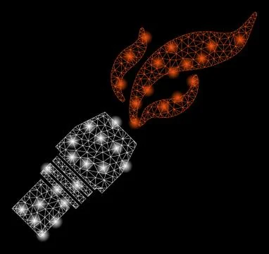 Bright Mesh 2D Burner Nozzle Fire with Flash Spots Illustrazione stock