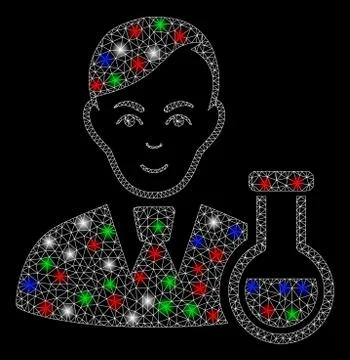 Bright Mesh 2D Chemist with Flash Spots Stock Illustration