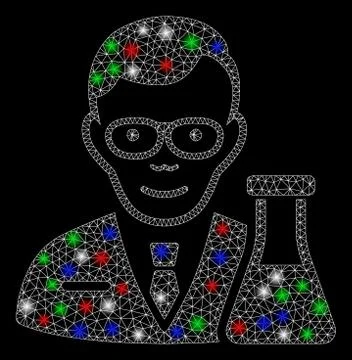 Bright Mesh 2D Chemist with Flash Spots Stock Illustration