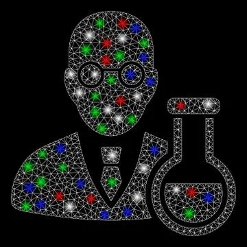 Bright Mesh 2D Chemist with Flash Spots Stock Illustration