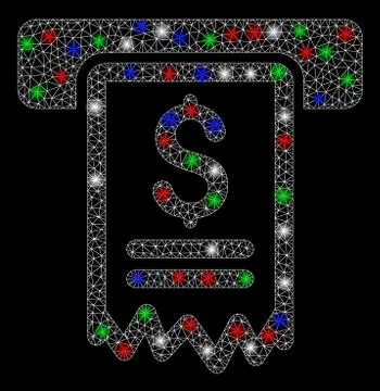 Bright Mesh 2D Cheque Payment with Flare Spots 스톡 일러스트