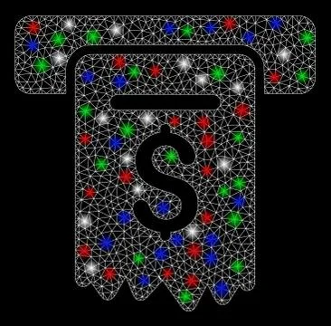 Bright Mesh 2D Cheque Payment with Light Spots 스톡 일러스트