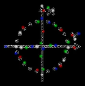 Bright Mesh 2D Circle Plot with Light Spots Illustrazione stock