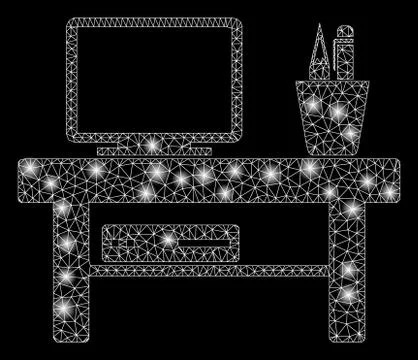 Bright Mesh 2D Computer Desk with Flash Spots Illustrazione stock