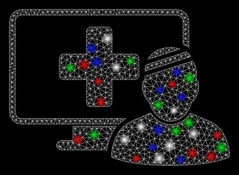 Bright Mesh 2D Computer Patient with Light Spots Stock-Illustration