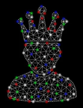 Bright Mesh 2D Crown Administrator with Light Spots Stock Illustration