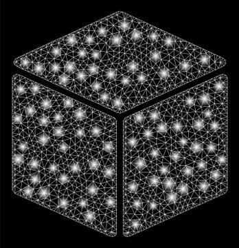 Bright Mesh 2D Cube with Flash Spots 스톡 일러스트