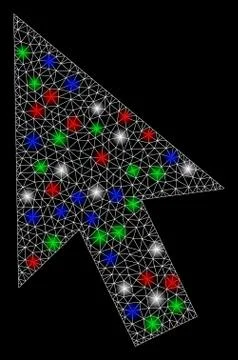 Bright Mesh 2D Cursor Arrow with Flash Spots Illustrazione stock