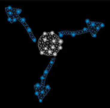 Bright Mesh 2D Curve Arrows with Flash Spots Stock Illustration