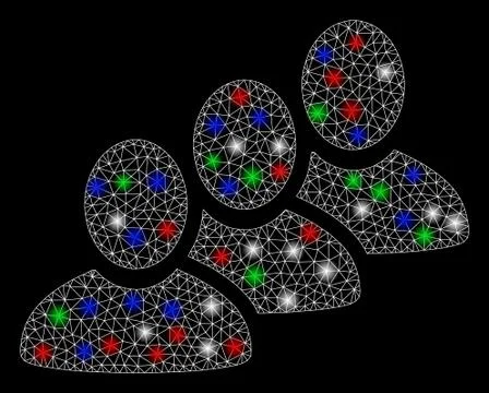 Bright Mesh 2D Customer Queue with Flare Spots Stock Illustration