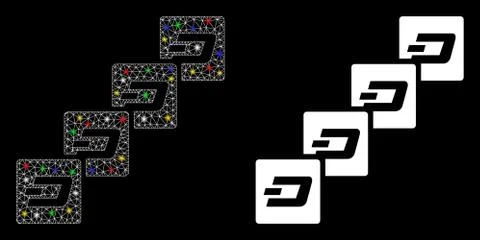 Bright Mesh 2D Dash Block Chain Icon with Flare Spots Stock Illustration
