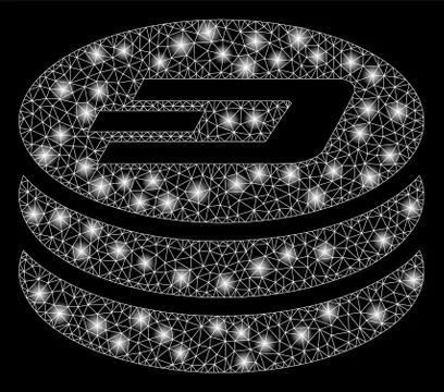 Bright Mesh 2D Dash Coin Column with Light Spots 库存插图