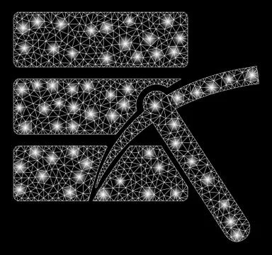 Bright Mesh 2D Data Mining with Flash Spots Stock Illustration