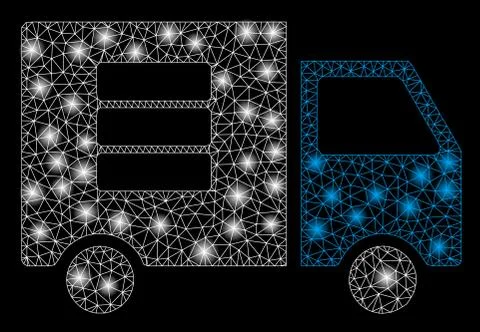 Bright Mesh 2D Data Transfer Van with Flare Spots Stockillustratie