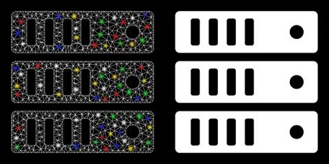Bright Mesh 2D Database Server Icon with Light Spots Stockillustratie