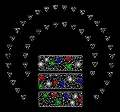 Bright Mesh 2D Database Sphere Shield with Flare Spots Stock Illustration