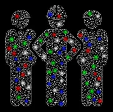 Bright Mesh 2D Developer Team with Light Spots Stock Illustration