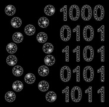 Bright Mesh 2D DNA Code with Flash Spots Stock-Illustration