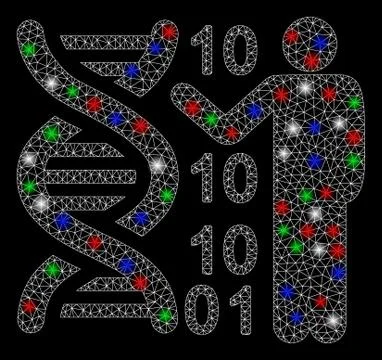 Bright Mesh 2D DNA Code Report with Flare Spots Stockillustratie