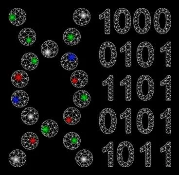 Bright Mesh 2D DNA Code with Light Spots Stockillustratie
